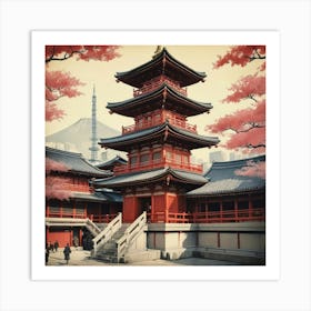 Senso Ji Temple Japan Vintage Travel Art 2 Art Print 1 Art Print