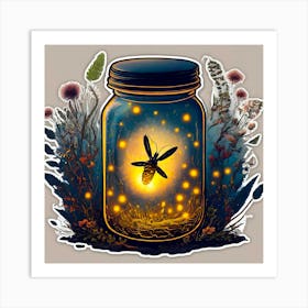 Jar Of Fireflies Art Print