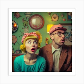 Retro Couple Art Print