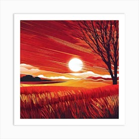 Sunset In The Field 9 Art Print