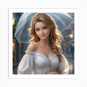 Beautiful Girl In The Rain 2 Art Print