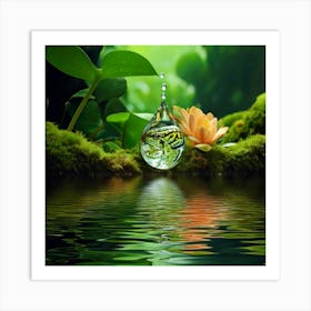 Firefly Intricate, Scene, Drop, Water, Magnified, Ecosystem, Miniature, Tropical, Forest, Frog, Gree (10) Art Print