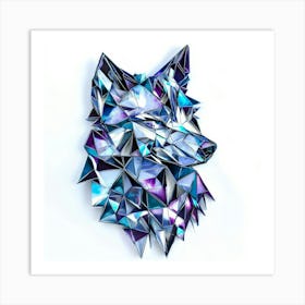 Geometric Wolf.Generated AI. Wall Art Print Poster