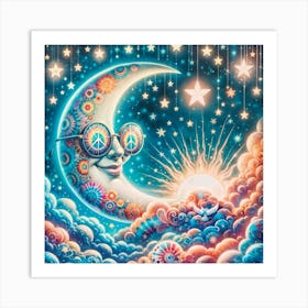 Moon And Stars Art Print