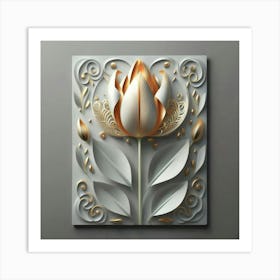 Decorated paper and tulip flower 9 Art Print