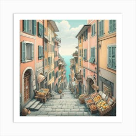 A quiet village street Art Print