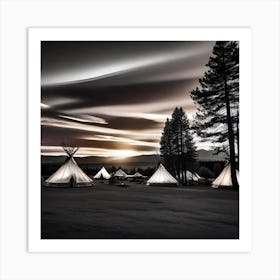 Teepees At Sunset 7 Art Print