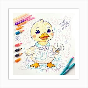 Duck Drawing Art Print