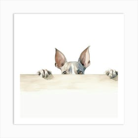 Little Dog Peeking Over The Wall 1 Art Print