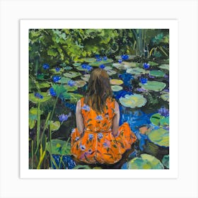 Water Lily Girl Art Print