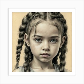 Little Girl With Braids 3 Art Print