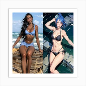 Two Women In Bikinis 13 Art Print