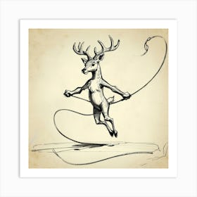 Deer Jumping Rope Art Print