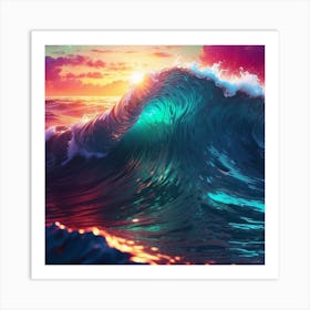 Sunset Ocean Wave Art Print