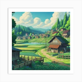 Picturesque Village In The Countryside Art Print