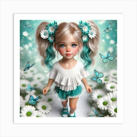 Little Girl With Daisies Art Print