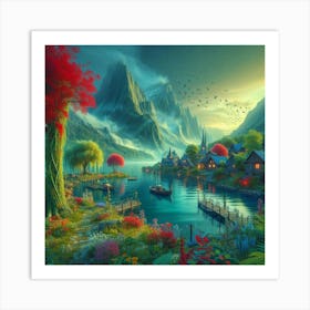 The  village by the sea  Art Print