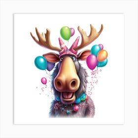 Birthday Moose Art Print