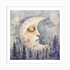 Moon In The Forest 4 Art Print