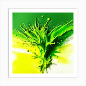 Tree Splashed With Green Paint Art Print