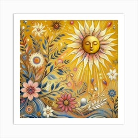 Sun And Flowers Art Print