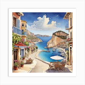 Greece Town Art Print