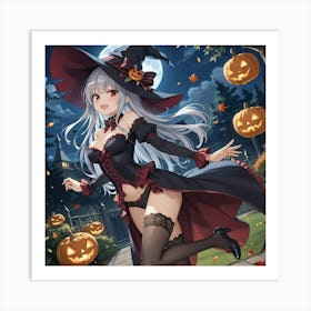 Anime Halloween Vampire Witch Art Print