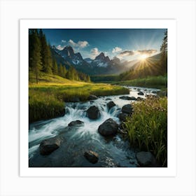 Sunrise In The Mountains Art Print