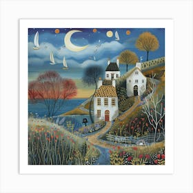 Cottages At Dusk Art Print