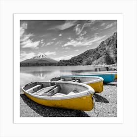 Picturesque Lake Shoji With Mount Fuji In Colorkey Art Print