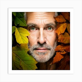 Firefly Weathered Man With Deep Green Eyes And Autumn Leaves 94338 Art Print