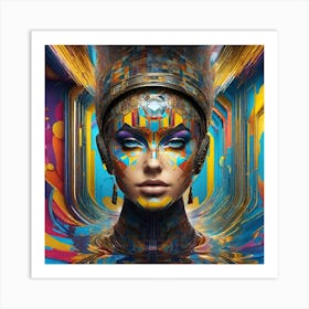 Futuristic Portrait Of A Woman Art Print