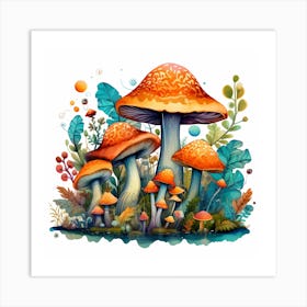 Mushrooms In The Forest 95 Art Print