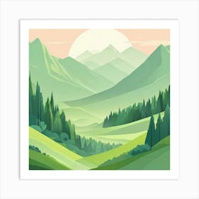 Misty mountains background in green tone 160 Art Print