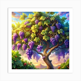 Vines And Grapes Art Print