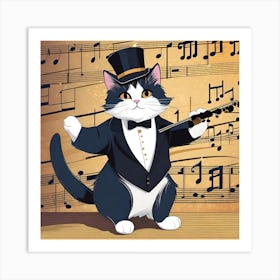 Cat In Tuxedo Art Print