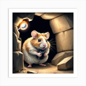 Hamster In A Cave 3 Art Print