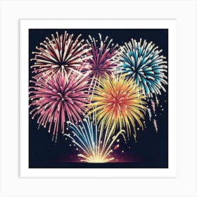 Fireworks On Black Background 2 Art Print