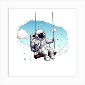 Astronaut On Swing 3 Art Print
