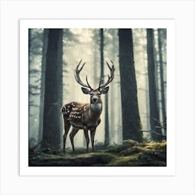 Deer In The Forest Haze Ultra Detailed Film Photography Light Leaks Larry Bud Melman Trending (32) Art Print