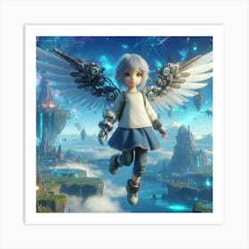 Anime Girl With Wings Art Print