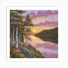 Sunset By The Lake 3 Art Print