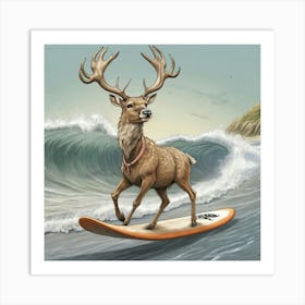 Deer Surfboard Art Print