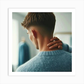 Portrait Of A Man With Neck Pain Art Print