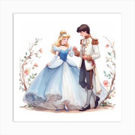 Cinderella and the Prince 1 Art Print