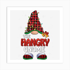 Funny Hangry Gnome Buffalo Plaid Matching Family Christmas Art Print