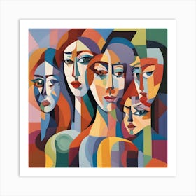 Abstract Women's Faces Art Print