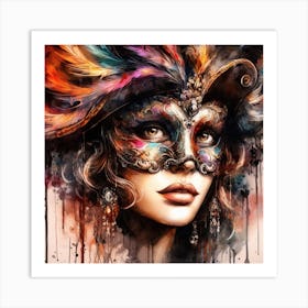 Watercolor Carnival Woman #6 Art Print