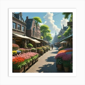 Flower Market In Amsterdam Art Print