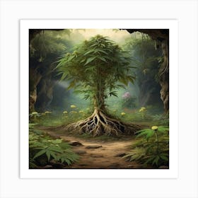 Default Cannabis Field With Big Flowers And Big Root Undergrou 1 Art Print